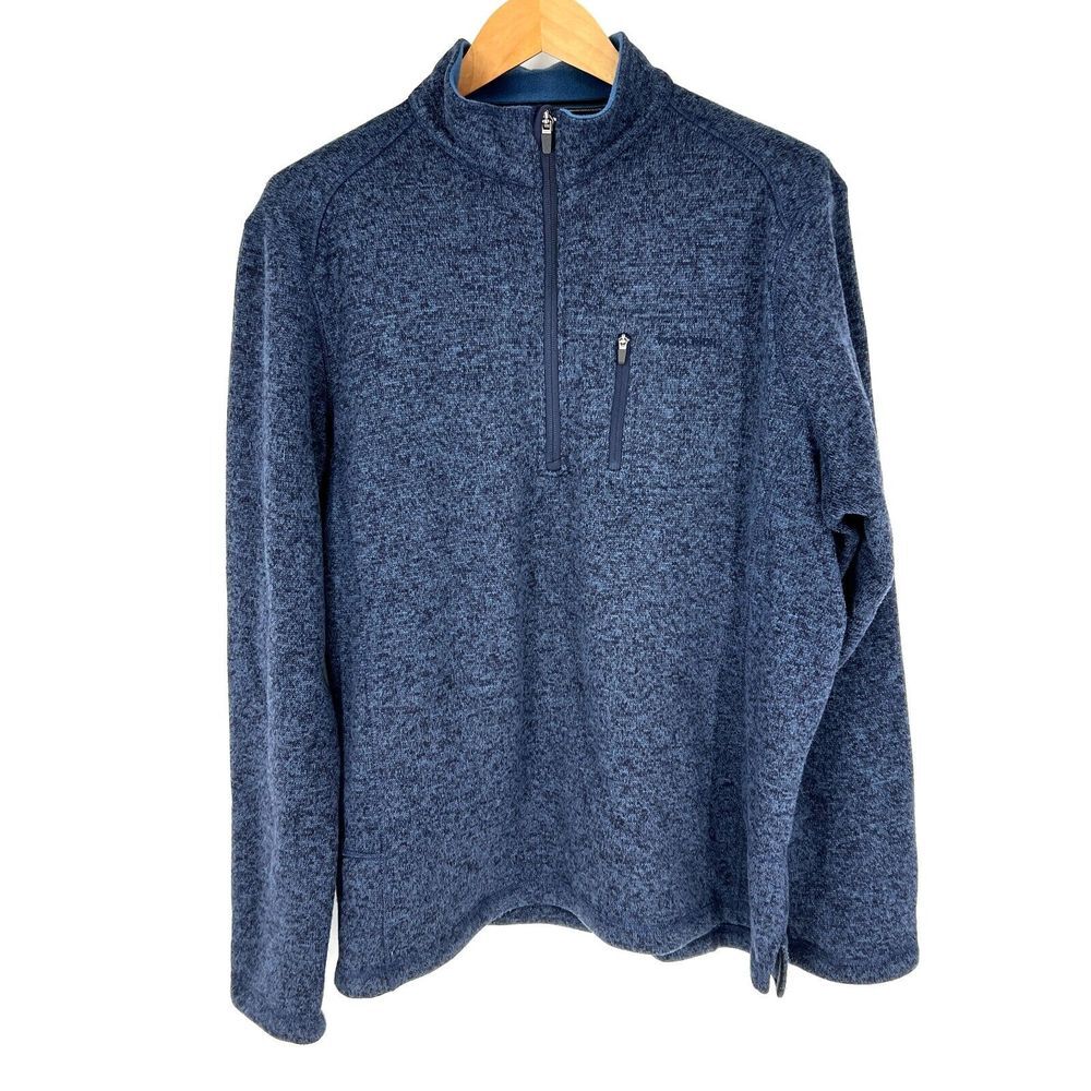 WOOLRICH 1/4 Zip Sweatshirt Size XL Pullover Fleece Navy Long‎ Sleeve Pocket